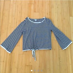J. Crew striped navy + cream knit top (size medium)